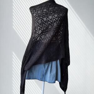 Whimsigoth black crochet poncho
